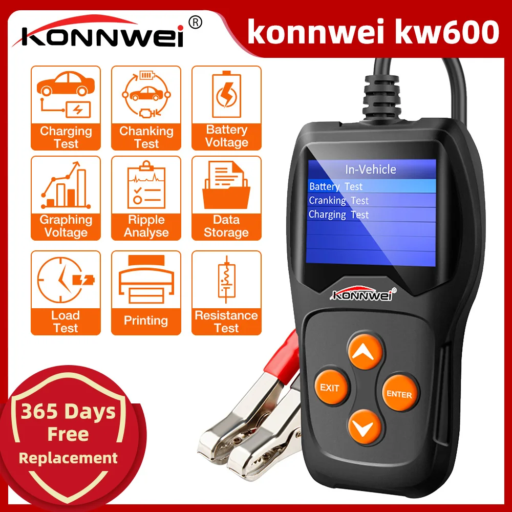 Konnwei Kw600 Car Battery Tester 12v 100 To 2000cca 12 Volts Battery Tools For The Car Quick