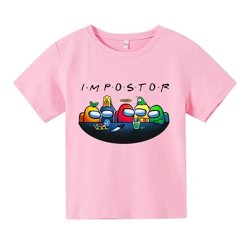 Tops Boys Girls 2021 Summer New 4-14 Age Unisex Fashion Casual Cotton The Imposter Print Kids Short Sleeve T-shirt t shirt the child