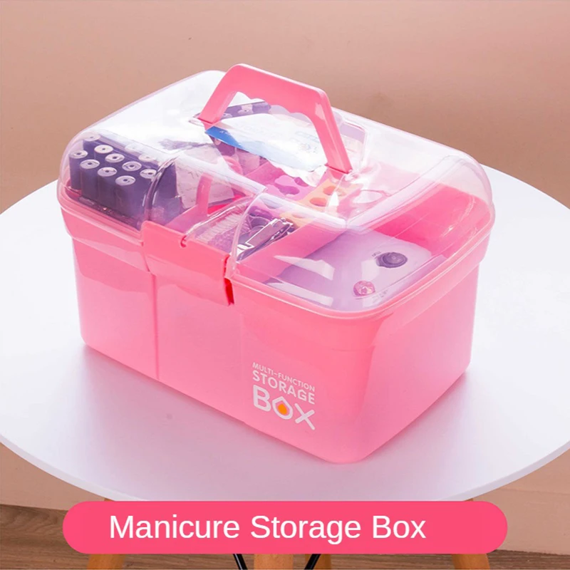 Caja de almacenamiento plástico para manicura, estuche maquillaje, herramientas de limado de bolígrafos, gel uv, contenedor de esmalte de - AliExpress Belleza y salud