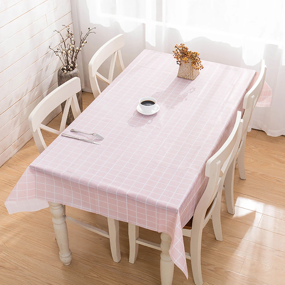 

180X137CM PVC Waterproof Table Cloth Plaid Anti-hot Oil-proof rectangle Pvc Household Nordic Tablecloths for family