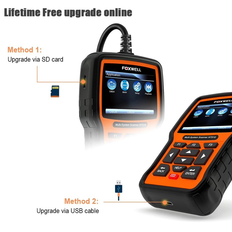 FOXWELL NT510 Full System OBD2 Scanner ABS SAS Transmission Airbag EPB Reset DPF Battery Registration OBD 2 Car Diagnostic Tool
