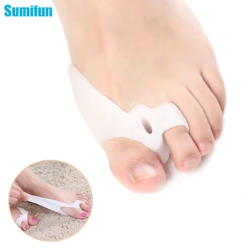 

2Pcs Thumb Valgus Protector Toe Separator Bunion Adjuster Hallux Valgus Silicone Gel foot fingers Two Hole Feet Massager C142
