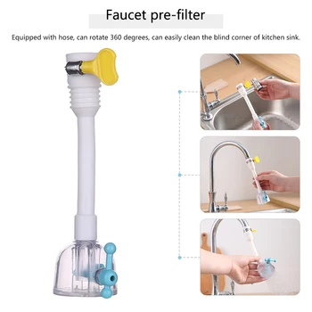

360 Degree Rotatable Faucet Filter Nozzle Anti-Splash Kitchen Tap Water Filter for Household Kitchen Easy Supplies