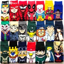 44 забавные носки с символикой аниме Веном Дэдпул флэш Наруто клоун персонализированные новые носки мужские и женские хлопковые хип хоп большие Безразмерные носки