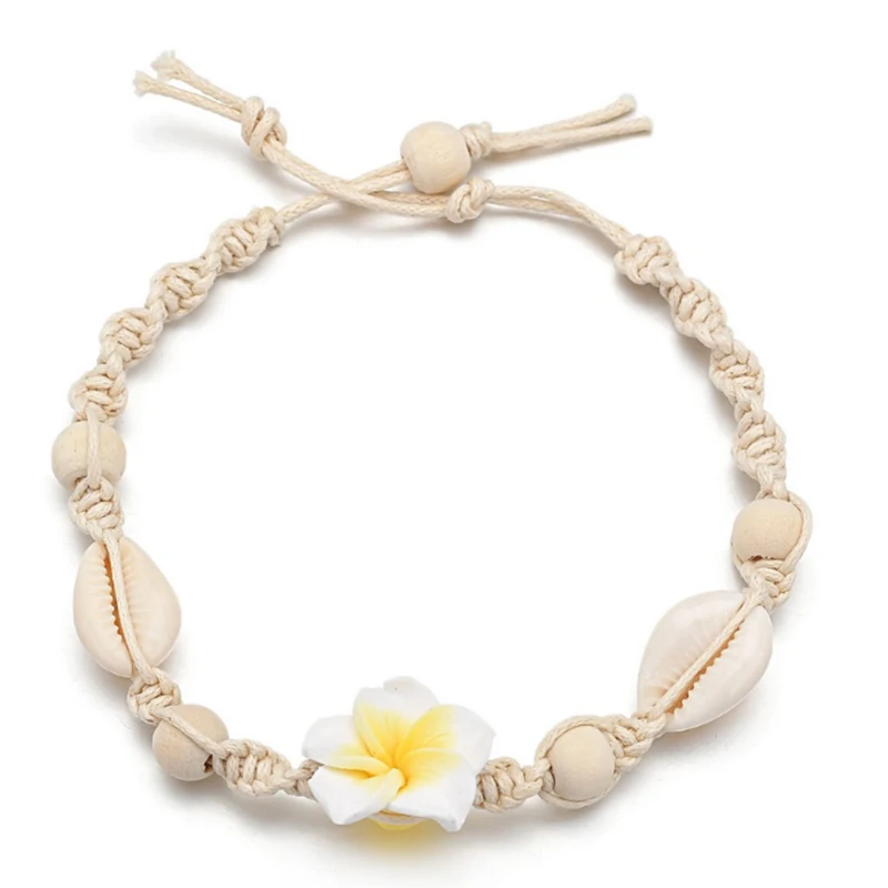 yellow Natural Shell Flower Beads Anklets For Women Girls Summer Beach Barefoot Anklet Bracelet Accessories - Окраска металла: yellow