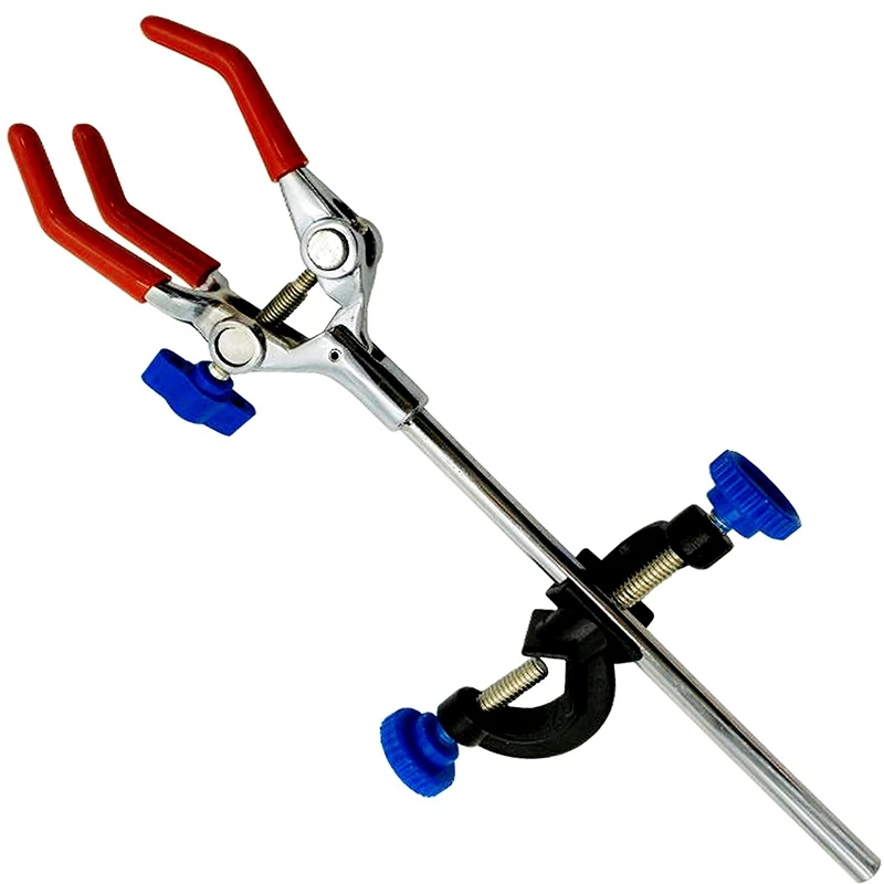

Lab Clamp 3 Prong Finger Style Rubber-Coated Head a Black Laboratory Stand Clip