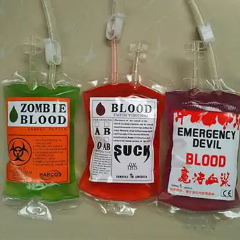 

10 Pack 300ml Transparent Food Grade PVC Drink Beverage Bag Blood Bag Cosplay Pouch Props Halloween Party Decoration