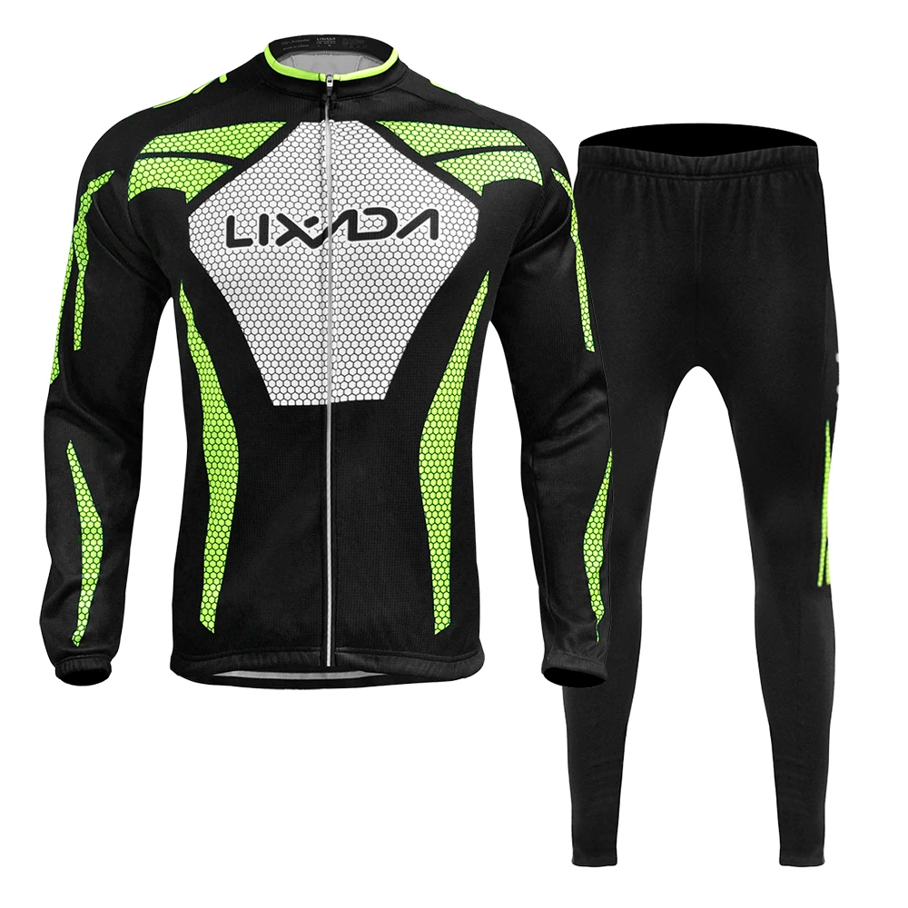 3d Padded Pants Trousers Lixada Mens Cycling Suit Long Sleeve Sportswear Windproof Cycling Clothing Set With