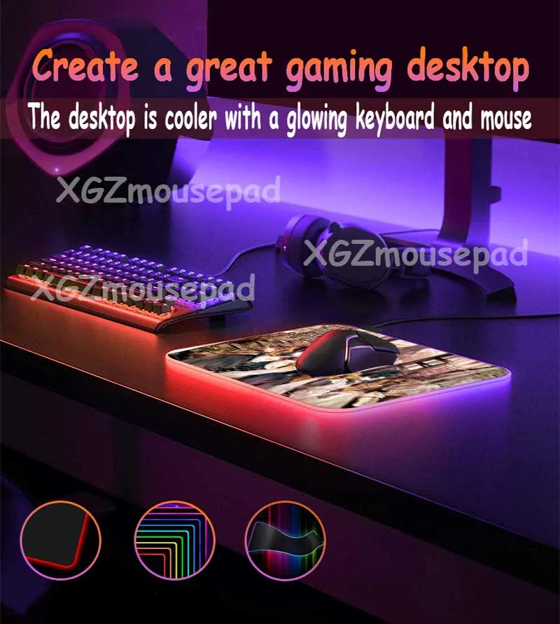 XGZ большой RGB коврик для мыши черный замок край Аниме Сексуальная милая девушка Tsuyuri Kanawo офисная компьютерная клавиатура стол коврик скорость Нескользящая Xxl