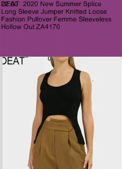 DEAT 2019 new spring sqaure collar sleeveless knitting pullover slim short high waist top female tank WK69001l