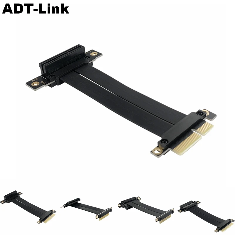 Pcie x4 Cabo de Riser Duplo 90 Graus Ângulo Direito Pcie 3.0×4 para x4 Cabo de Extensão 8gbps Pci Express 4x Riser Cartão Fita Extensor
