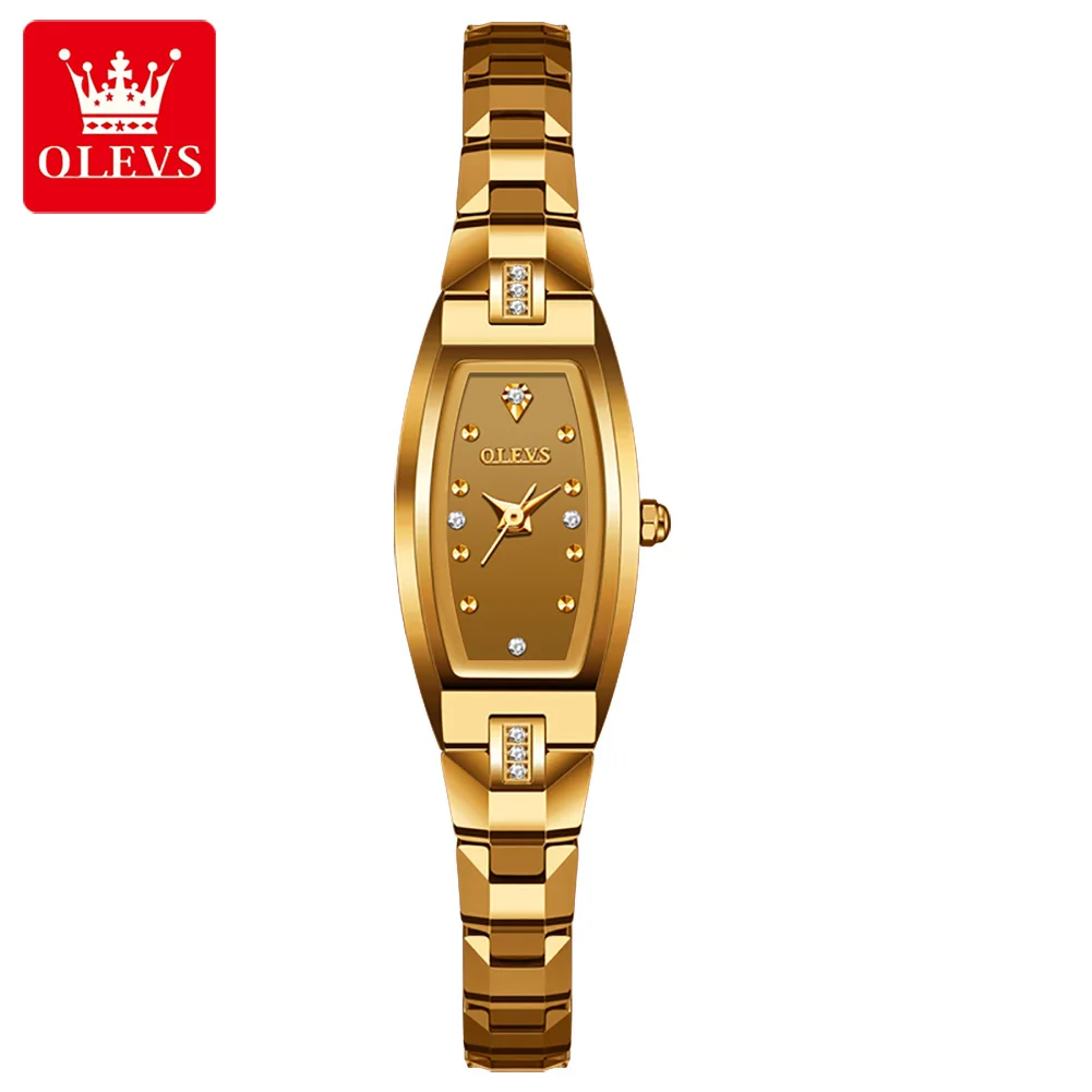 

OLEVS 5501 Brand Thin Watch for Women Luxury Tungsten Steel Band Tonneau Design Square Shape Elegant Diamond Quartz Ladies Watch