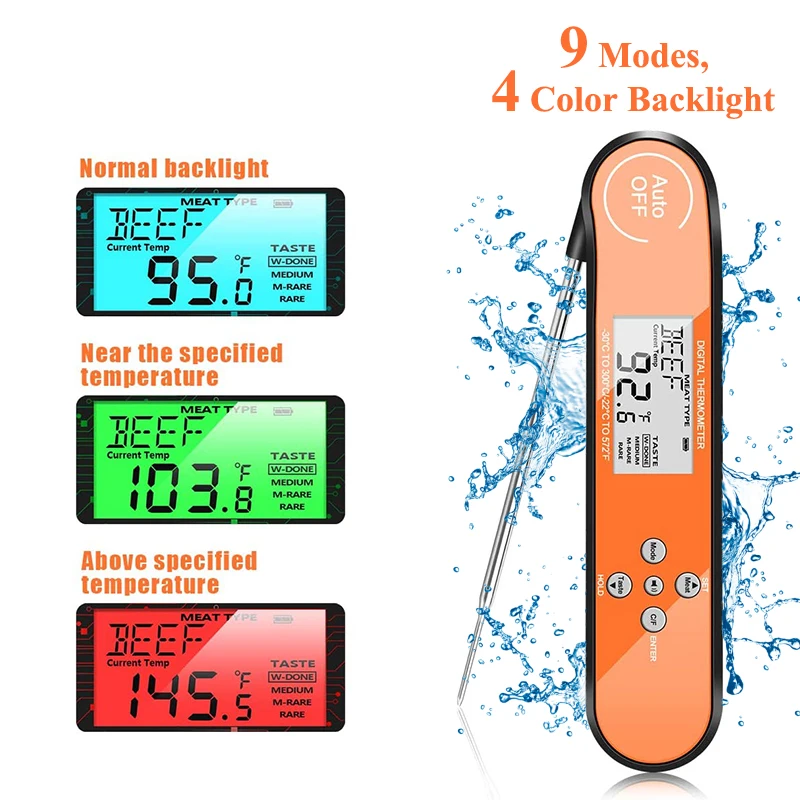 

Waterproof Digital BBQ Meat Thermometer Cooking Food Candy Smoker Grill Oven Thermometer Instant Read with Backlight and Magnet