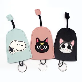 

Cute Dog Cat Animals Pull Type Key Bag PU Leather Key Wallets Housekeepers Car Key Holder Case New Leather Keychain Pouch