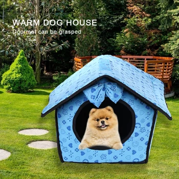 

3 Sizes Pet Dog Cat House Printing Washable Soft Puppy Warm Nest Mats Bed Cute Dog Portable Kennel Puppy Cave Pet House Supplies