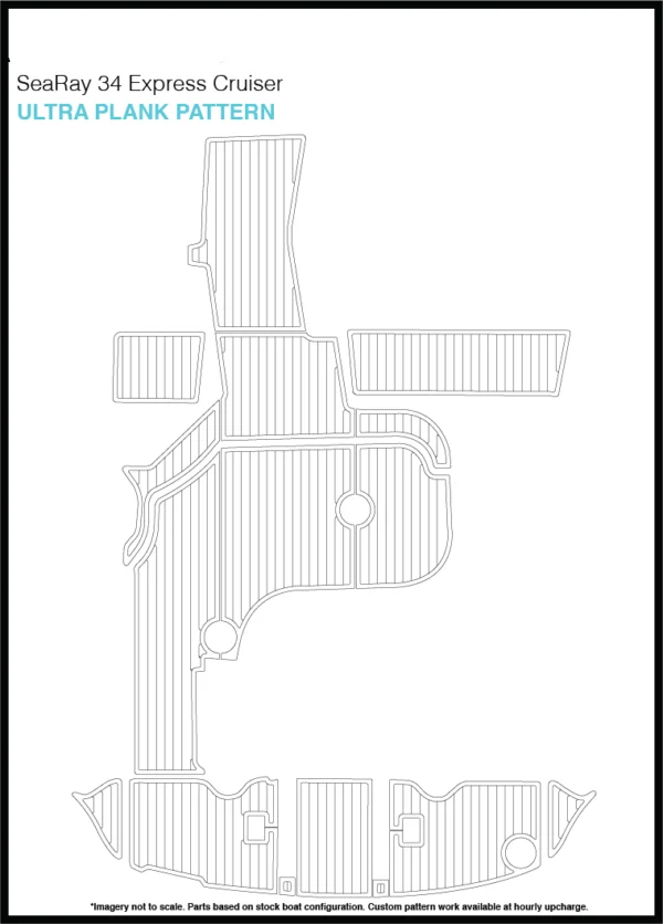 SeaRay 34 Express Cruiser swim Step& Cockpit Pad лодка EVA Тиковый настил 1/" 6 мм