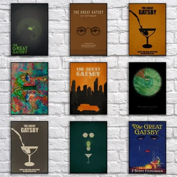 

Vintage The Great Gatsby Poster Retro Kraftpaper Movie Poster Art Painting Funny Fancy Wall Sticker for Coffee House Bar