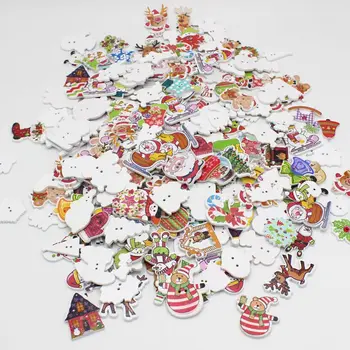 

50pcs Decorative Christmas buttons Bulk Wood Button Sewing Accessories Buttons for Craft Handmade Scrapbooking DIY