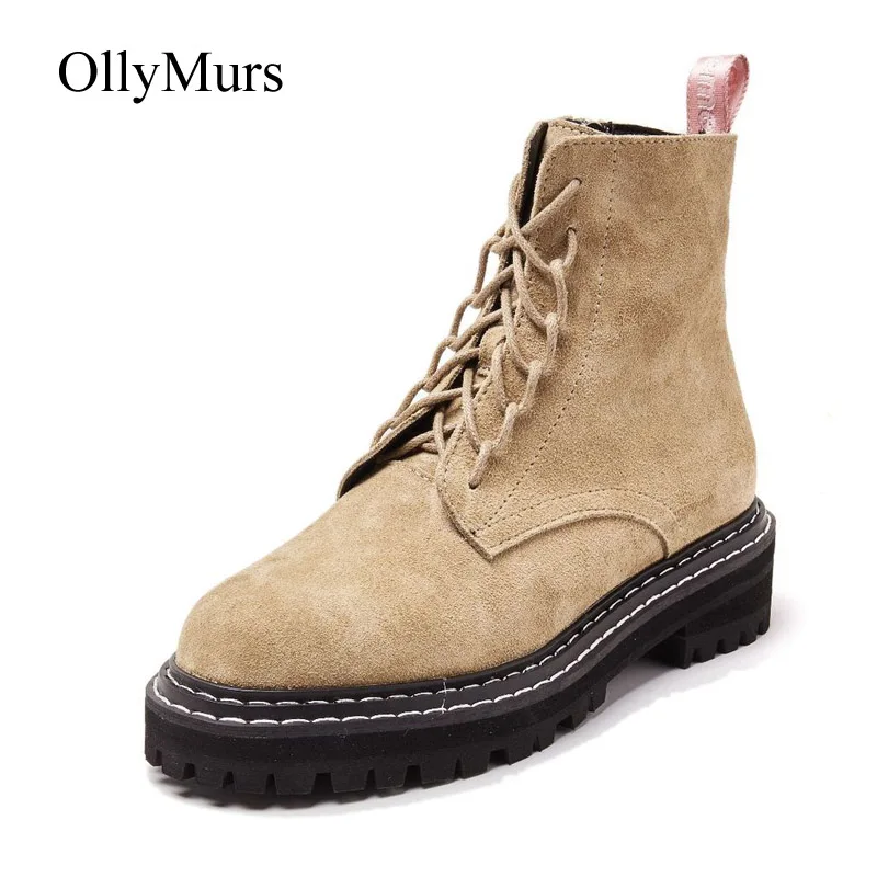 Botas mujer 2019 повседневная обувь женские сапоги ботинки мартинсы из натуральной кожи