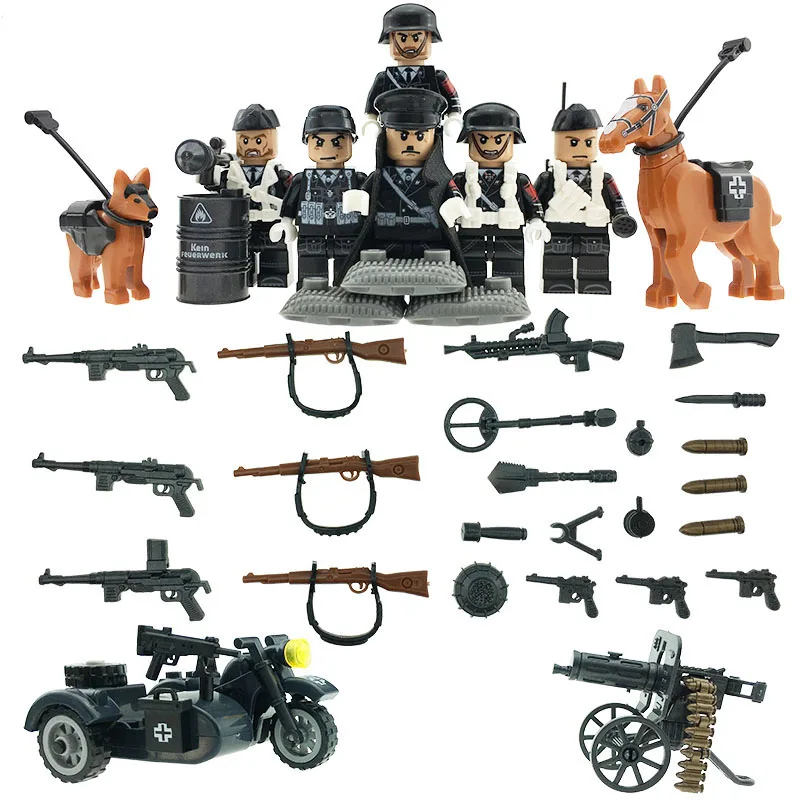 

LegoINGlys Military Army World War II Defense Forces Solider Figure Building Blocks Gun Bricks Model Toys for Boys Gift