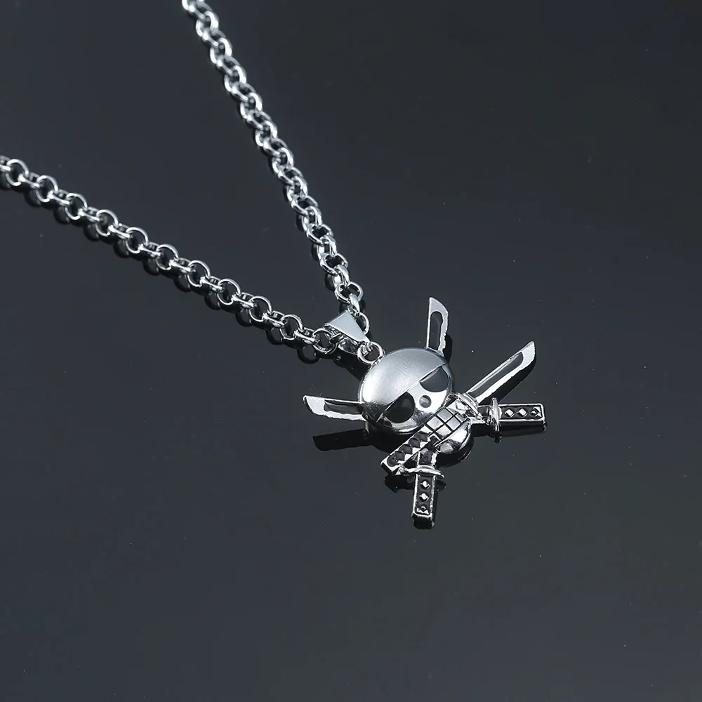 Anime One Piece Metal Necklace Luffy Ace Pirate Skull Hat Pendant Chain Choker Man Cartoon Necklaces Charm Jewelry Collar Gift