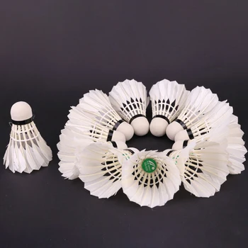 

White Badminton Shuttlecocks Goose Feather Wood Head 1 Tube Equipments Accessory