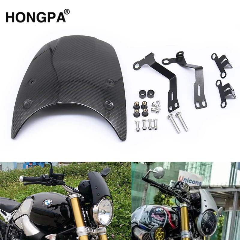 

For BMW R NINE T Windshield Windscreen 2014 2015 2016 2017 High Quality True carbon fiber Headlight fairing Motorcycle Parts