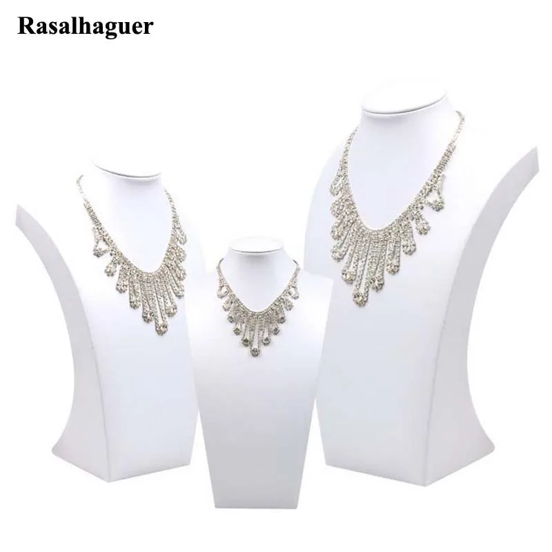 High Quality White PU Leather Jewelry Display Necklace Bust Pendants Stand Choker Holder Jewellery Rack Show 3 Options Model