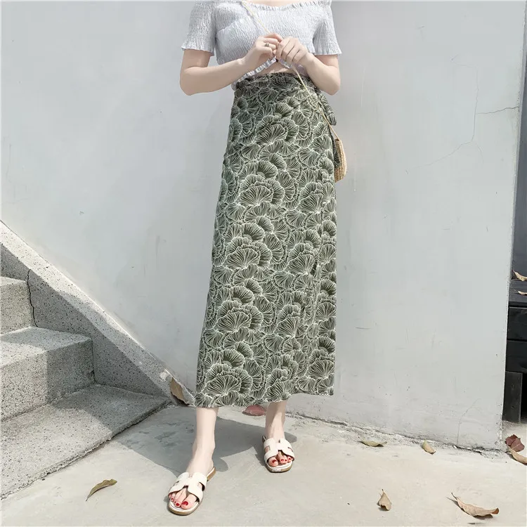 

Mbn6604249 Bohemian Chiffon Longuette Skirt Wrap Skirt Slimming Significantly Higher Thin Drawstring Skirt