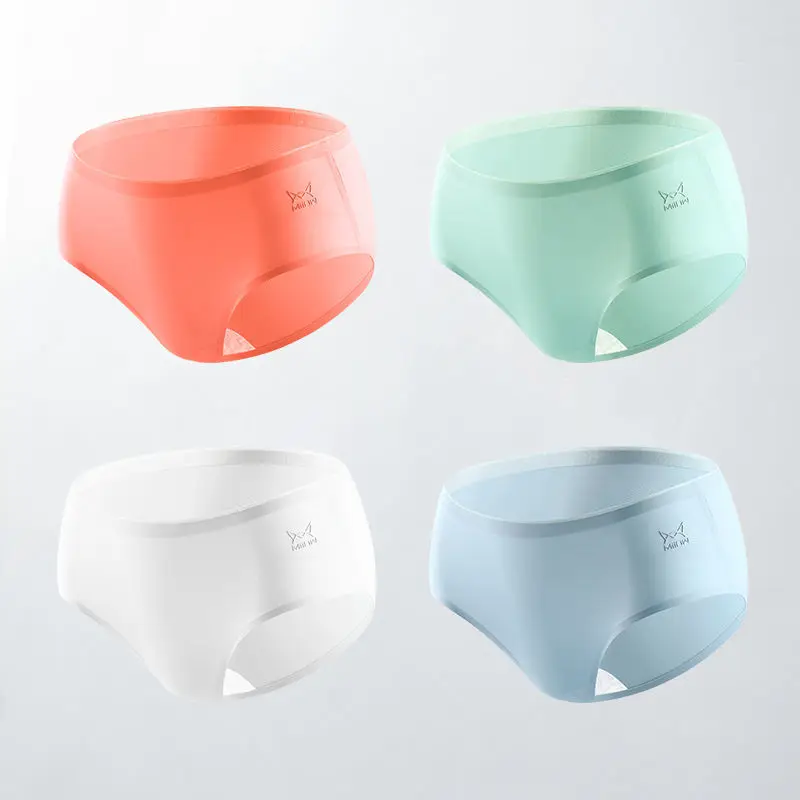 MiiOW Ice Silk Underwear Women's Summer Seamless Mid-waist Cotton Crotch Korean Girl Thin Section Breathable Girl Shorts chino shorts Shorts