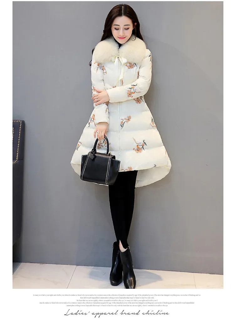 Winter New Style Korean-style Ladies' Mid-length down Feather Cotton-padded Clothes Short-height Square Cotton Coat off Sea