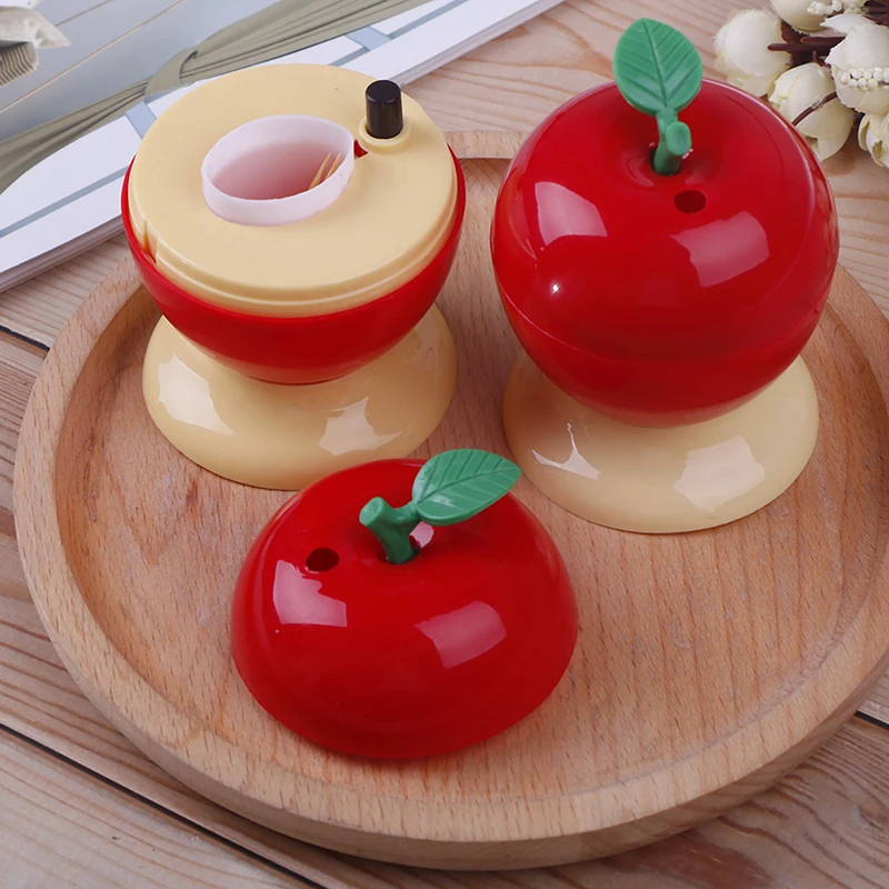 1PCS Fruit Apple Shape Toothpick Holder Plastic Toothpick Box Automatic Press Type Home Decoration