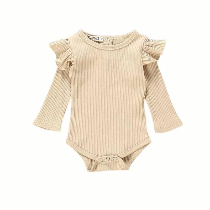 

Spring Autumn Infant Baby Girls Cotton Long Sleeve Romper Sets Solid Color Comfortable Romper+Striped Printed Trousers Costume