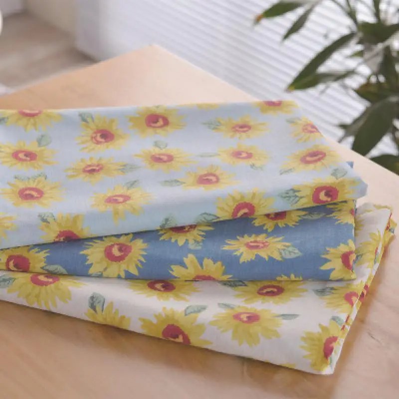 

1 Meter Rural Wind Soft Cotton Fabric Sunflower Printing Clothing Accessories Bag Tablecloth Handmade DIY Cloth
