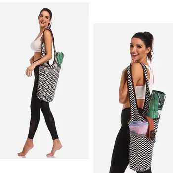 

PortablePrinted Canvas Yoga Mat Bag Multi-function Shoulder Storage Case with Zipper Pocket