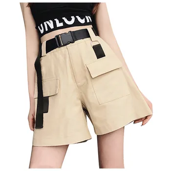 

Women Summer Shorts With Belt 2020 Fashion Casual Streetwear Cargo Shorts Feminino Short Femme #35