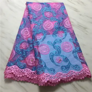 

African Lace Fabric Pink Embroidered Nigerian Laces 2020 High Quality French tulle Lace Fabric with stones For Women Dress