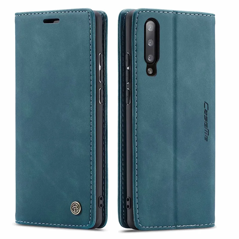blue Кожаный чехол для samsung Galaxy A50, A70, A40, A30S, A20E, A10, A80, M10S, M20, чехол-бумажник с откидной крышкой, отделениями для карт, бизнес-чехол на магните - Цвет: blue