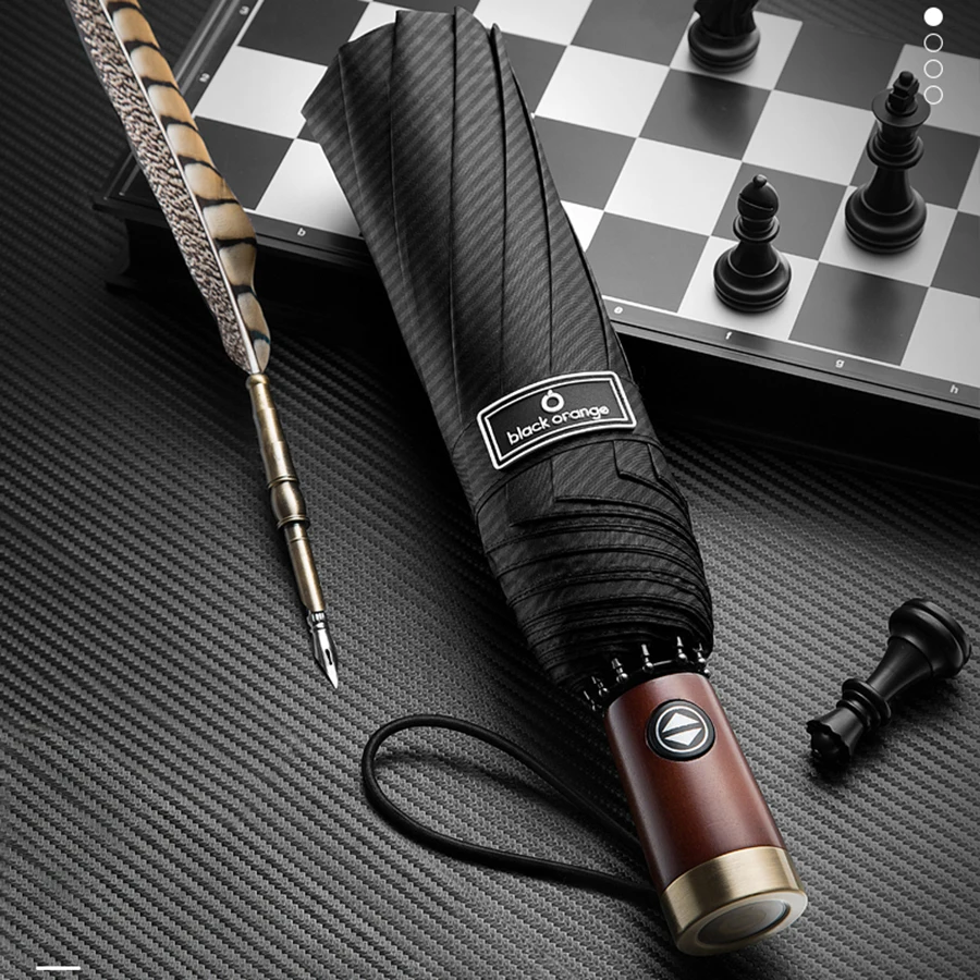 Большой автоматический складной зонт дождевой женский с черным покрытием