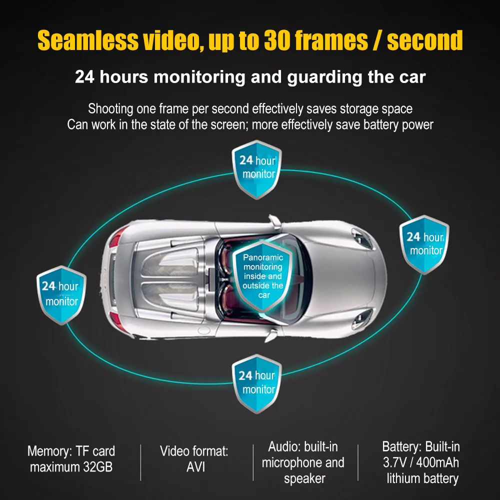 Универсальная автомобильная камера 1080P IR Car Dash Cam DVR циклическая запись