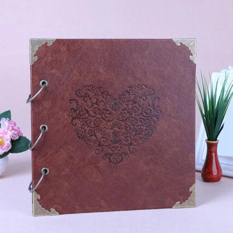 16 дюймов DIY Свадебный Гость Книга В Форме Сердца Кожаный чехол скрапбук DIY Фотоальбом для детской свадьбы