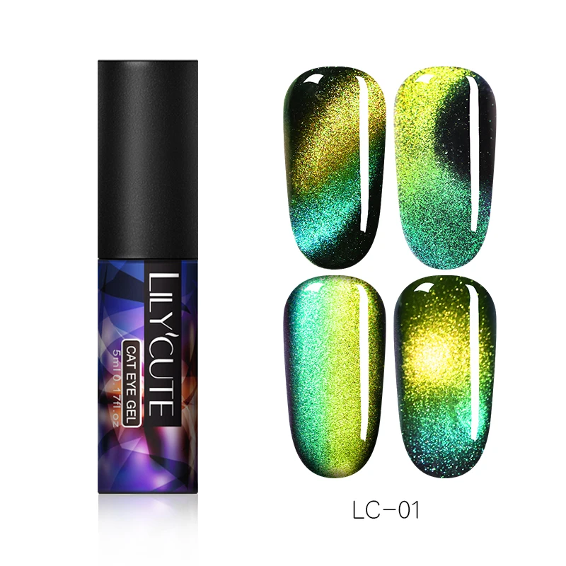 Auroras Nail7 LILYCUTE 9D Гель-лак «кошачий глаз» Хамелеон для использования с магнитом гель, Длительное Действие, блестящие лазерные солнцезащитные очки "кошачий глаз" для ногтей замочить от УФ-светодиодный гель Лаки - Цвет: Auroras Nail7