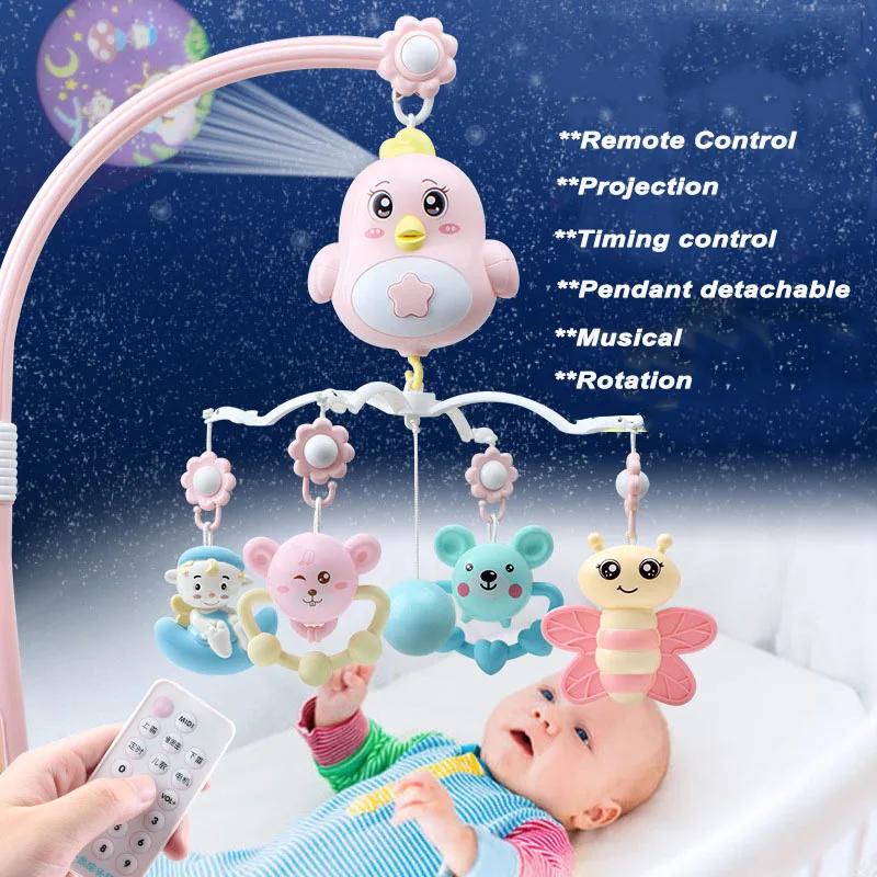 Мобиль для детской кроватки с пультом дистанционного управления музыкальная шкатулка ночник вращается Новорожденные спальные игрушки для кроватки детские игрушки-погремушки