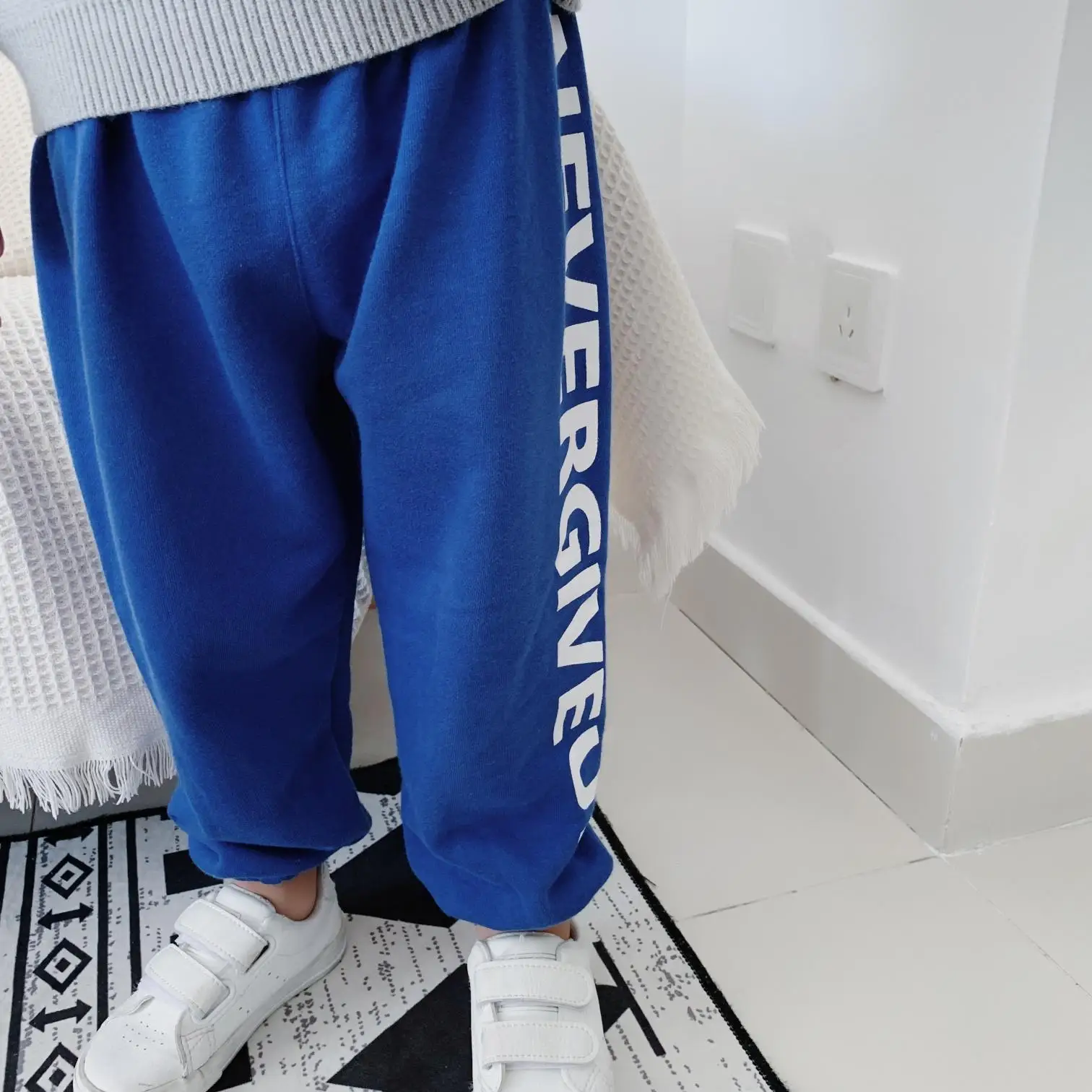 Mn2019 Autumn And Winter New Products INS-Children Two-color Unilateral Printed Letter Casual Athletic Pants