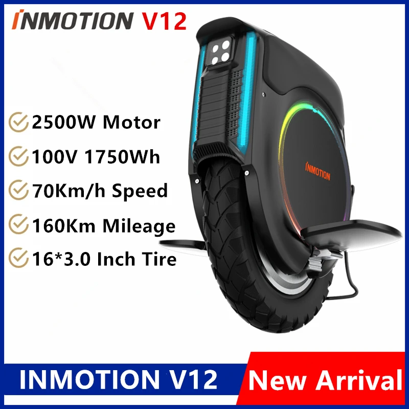 

VAT Inclusive Original INMOTION V12 Electric Unicycle 2500W 100V 1750Wh 70km/h One Wheel Electric Self Balance Smart Monowheel