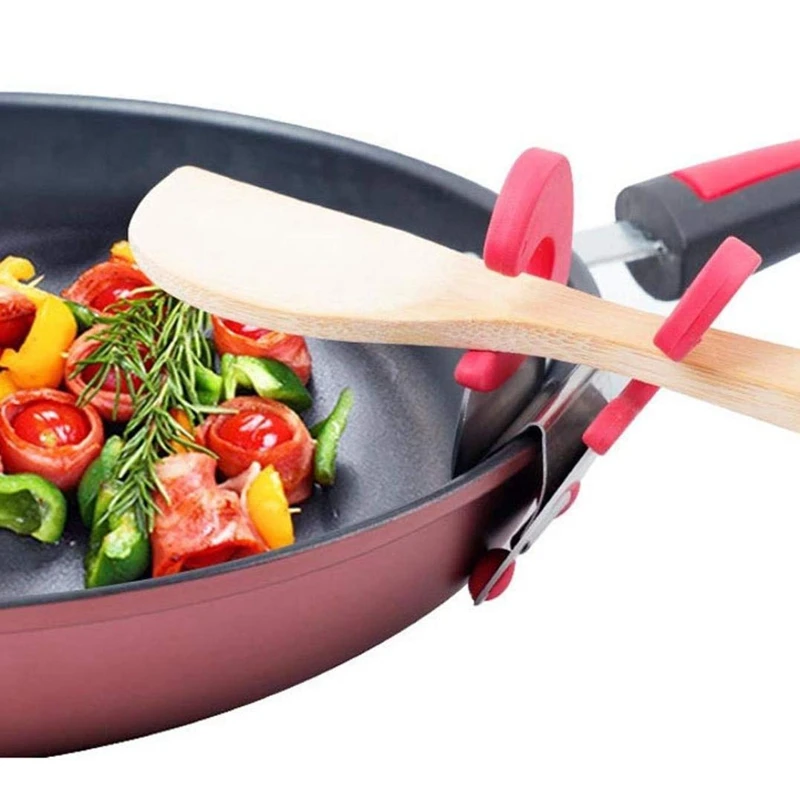 Pot Clips Stainless Steel Tongs Holder For Pot Pan Spoon Holder Spatula Storage Rack Kitchen Cooking Tools