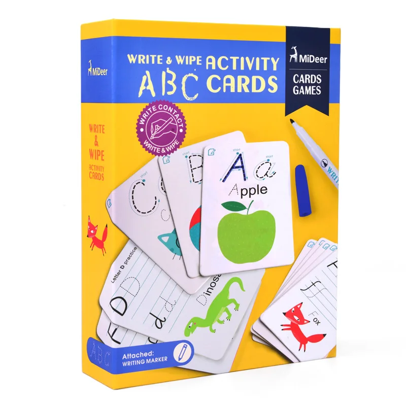 

MiDeer Mi Deer Early Childhood Flash Card Lettered with Numbers Word Writing Cognitive Card Wipable Write Repeated Practice Hand