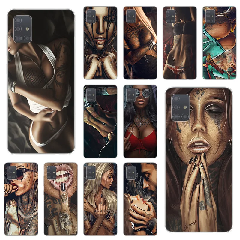 Мягкий чехол для Samsung Galaxy A22 A52 A72 A41 A11 A12 A42 5G A50 A70 A71 A21 A31 A40 A32 A20 A30 A10 телефона с тату