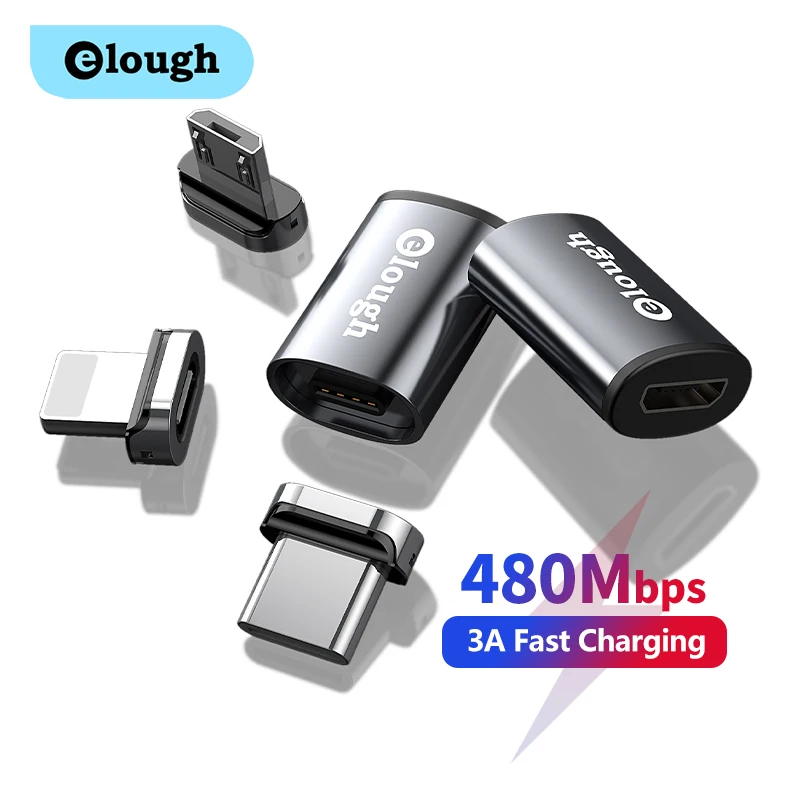 Адаптер Elough OTG Micro USB C на Type адаптер 3A Магнитный зарядный преобразователь для iPhone
