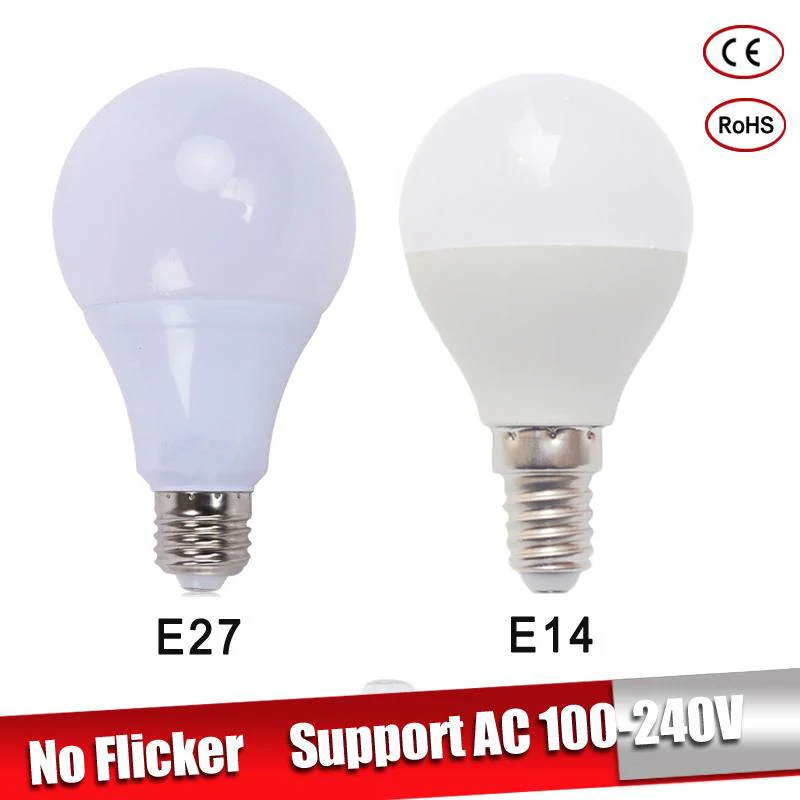 Bombillas LED E27 220v 110v 3w 5w 7w E14 lamparas led  9w 12w 15w Led Light Bulb For chandelier cold warm white For Home